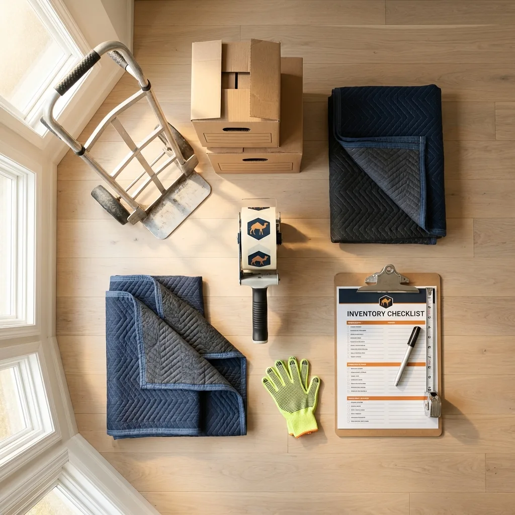 Professional moving supplies and packing materials layout for Weston residential relocations